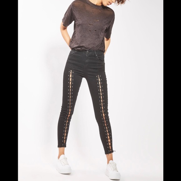 topshop lace up jeans